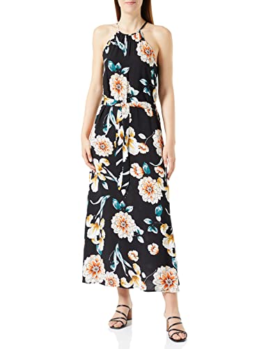 ONLY Damen Onlnova Life S/L Joy Long Dress Aop Ptm, Black/Aop:369 Soft Flowers, 38 von ONLY