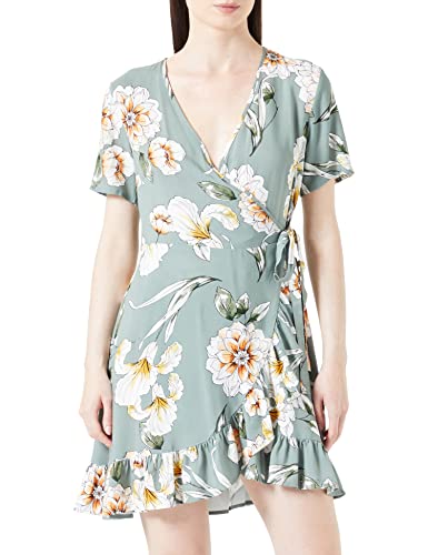 ONLY Damen Onlnova Life S/S Marlie Wrap Dress Aop, Chinois Green/Aop:369 Soft Flowers, M von ONLY