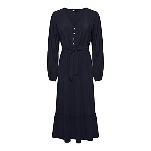 ONLY Damen Onlnova Life VIS Amy Long Dress SOLID Kleid 15241891 ,Night Sky ,XS von ONLY