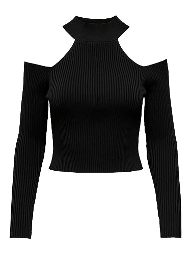 Only Amy Damen-Pullover mit hohem Kragen, Schwarz, 15306612, Schwarz , XS von ONLY