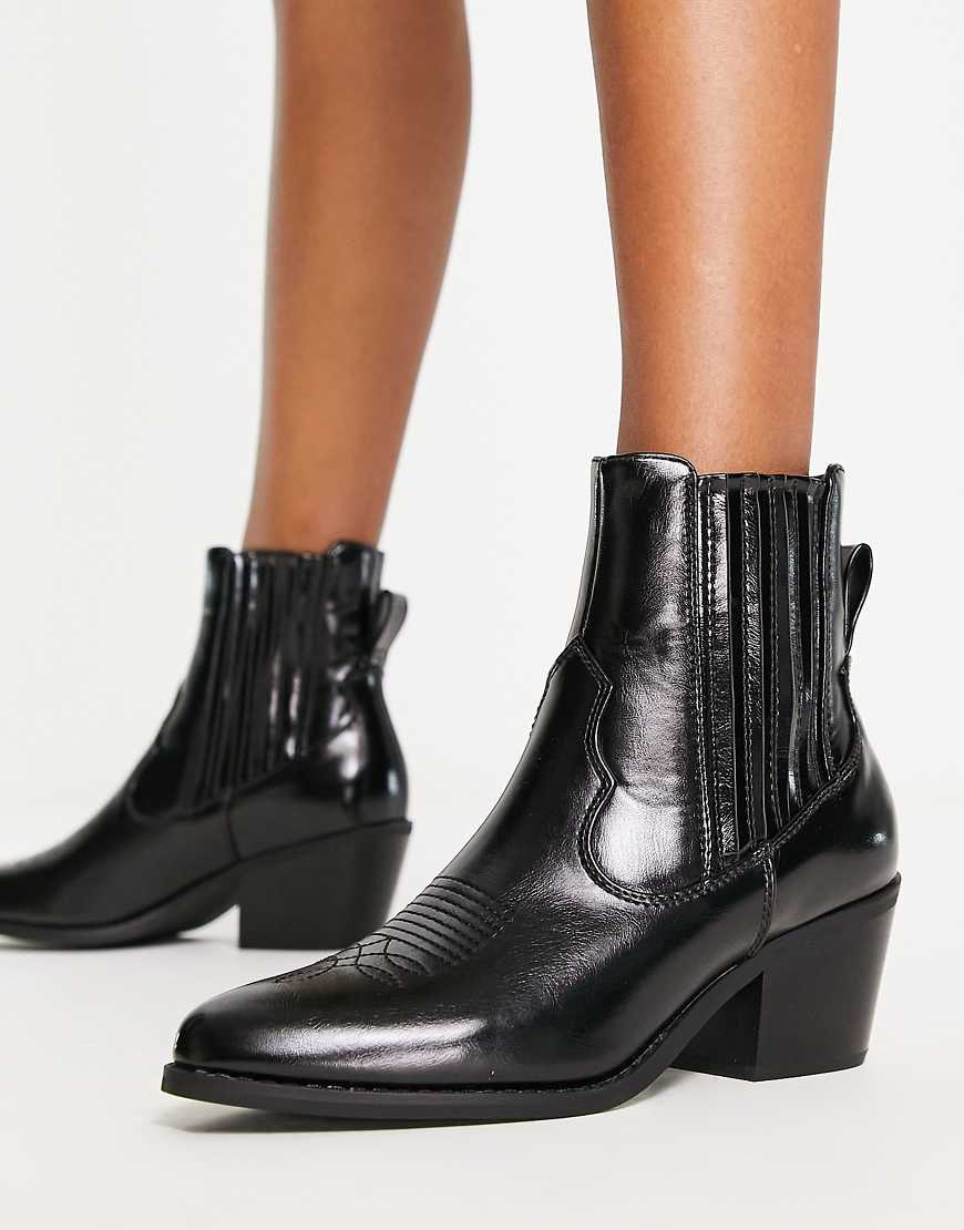 Only - Ankle-Boots im Western-Stil mit Absatz in Schwarz von ONLY
