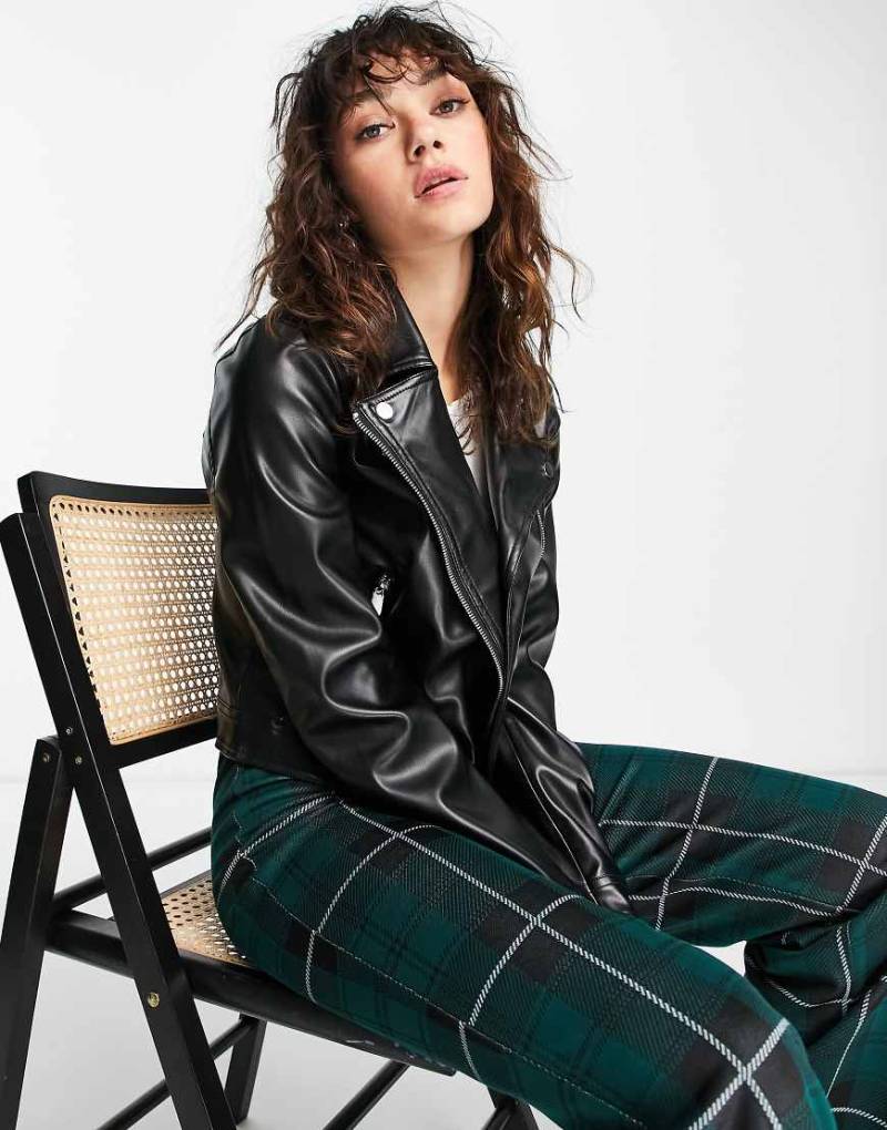 Only - Bikerjacke aus Kunstleder in Schwarz von ONLY