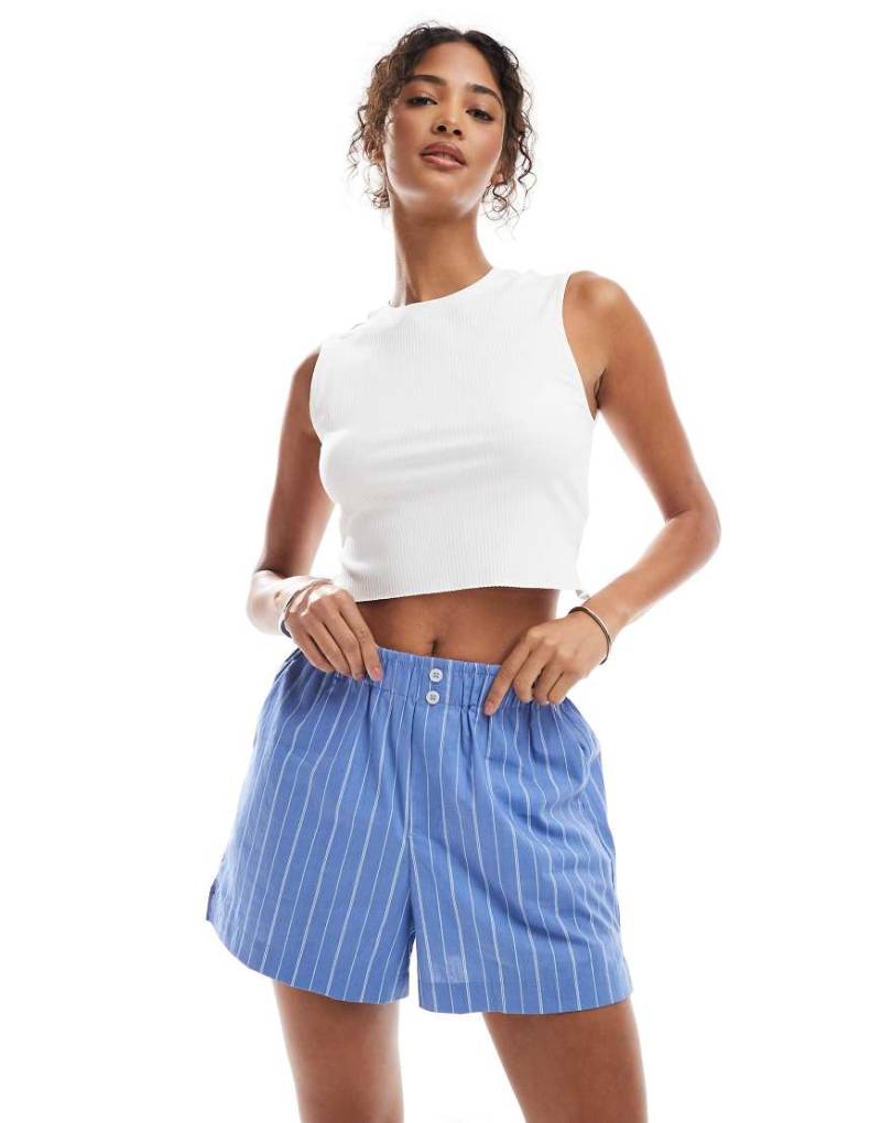 Only - Boxershorts in Blau und Weiß gestreift mit Logo von ONLY