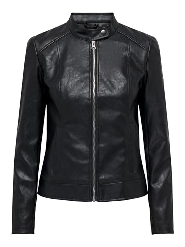 ONLY Damen Jdyemily Faux Leather Jacket Otw Noos Kunstlederjacke, Schwarz, 32 von ONLY