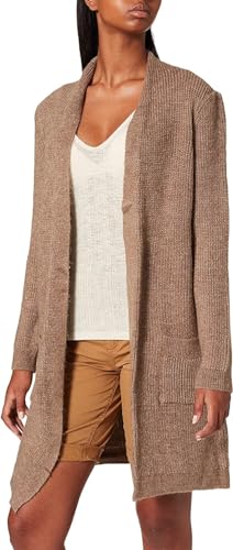 ONLY Damen Lange Strickjacke mit Taschen | Stretch Casual Langarm Gerippt | Open Cardigan Noos ONLJADE, Farben:Hellbraun, Größe:XS von ONLY