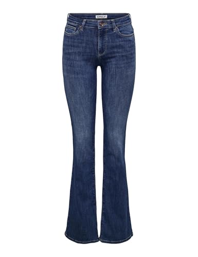 ONLY Damen Onlann Mid DNM Soo615 Noos Flared Fit Jeans, Dark Blue Denim, XS / 32L ONLY Damen Onlann Mid DNM Soo615 Noos Flared Fit Jeans, Dark Blue Denim, XS / 32L von ONLY