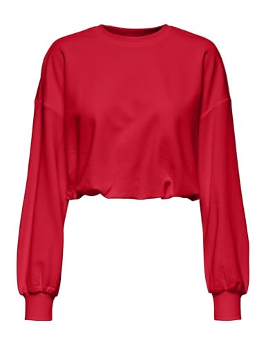 ONLY Damen Onlbolette L/S Short O-Neck Ub Oy SWT, True Red, X-Small von ONLY