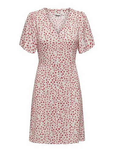 ONLY Damen Onlevida S/S Short Dress WVN Noos Kleid, Cloud Dancer, X-Small von ONLY