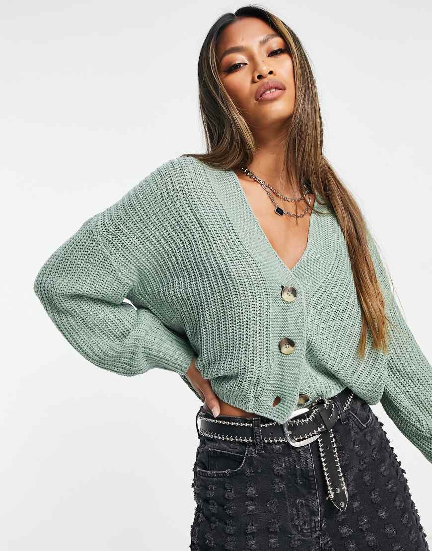 Only - Gerippte Strickjacke in Grün Only - Gerippte Strickjacke in Grün von ONLY