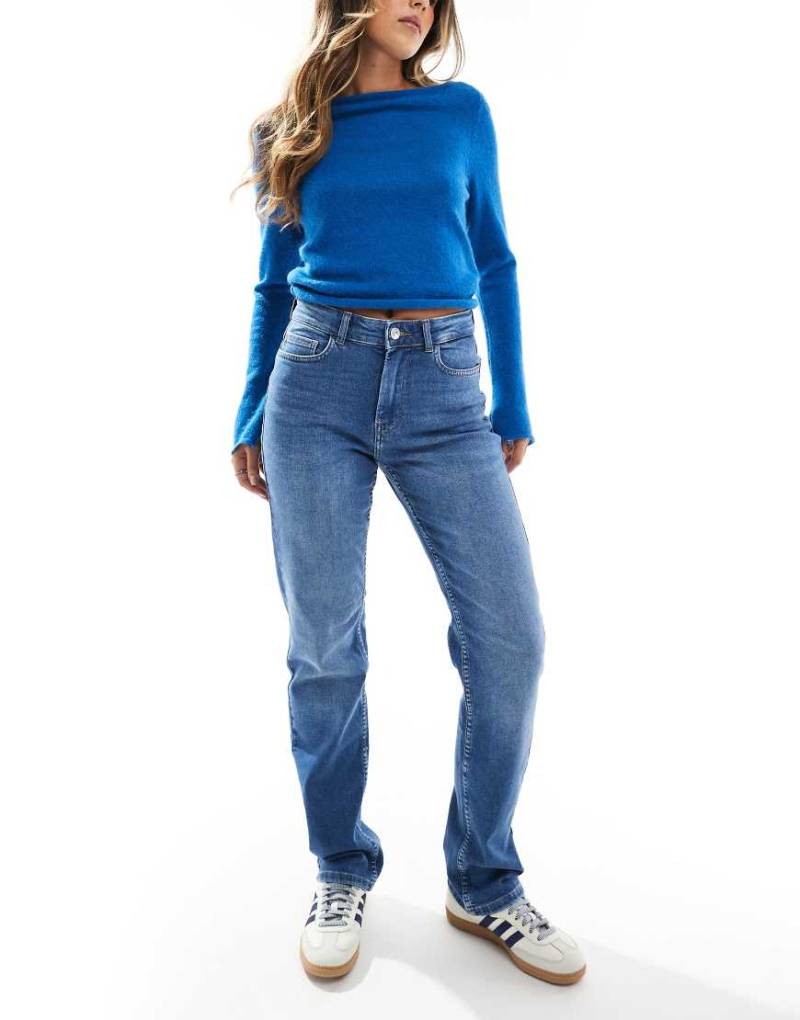 Only - Jane - Jeans in mittelblauer Waschung mit hohem Bund und geradem Schnitt von ONLY