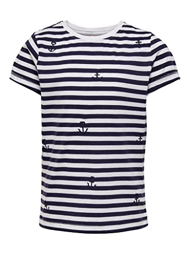 Only Kids Mädchen Print T-Shirt KONKITA REG S/S Sailor TOP Box JRS (164, Evening Blue gestreift) von ONLY