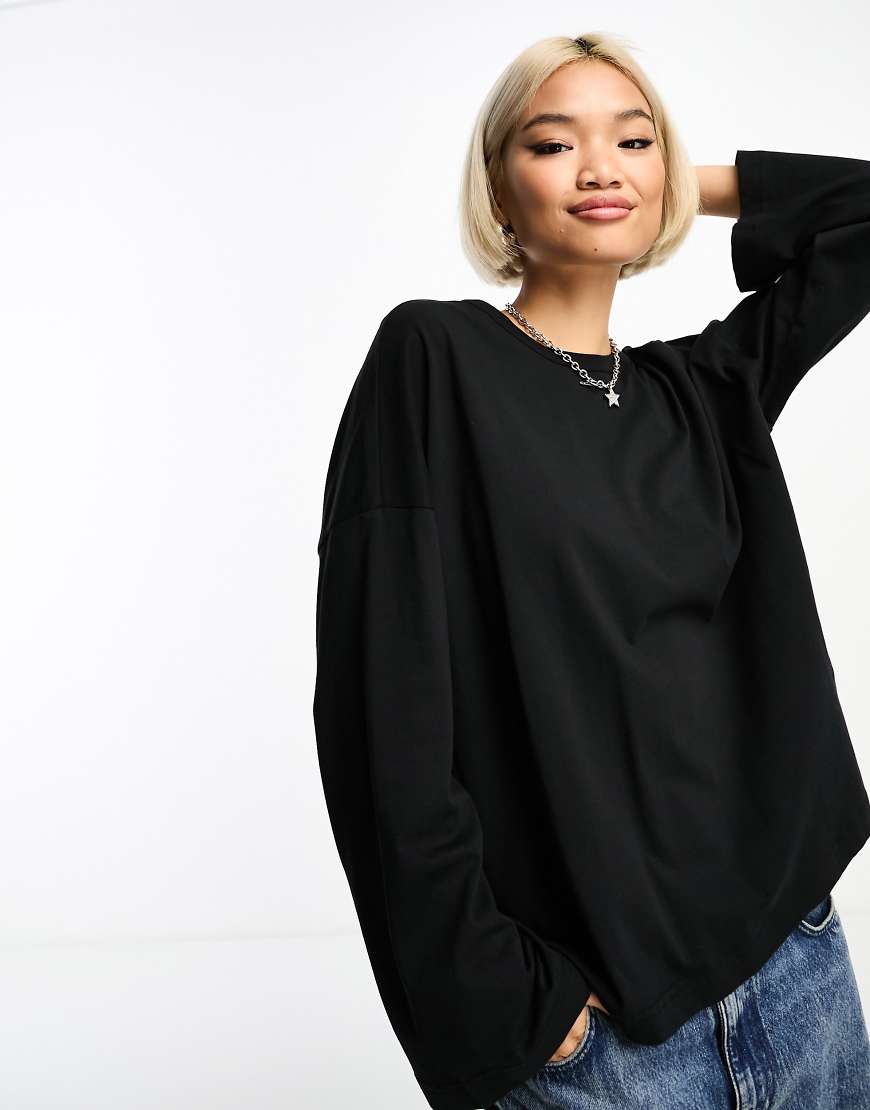 Only - Langärmliges Oversize-Shirt in Schwarz von ONLY