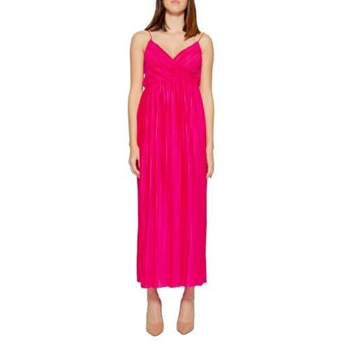 Only Langes Kleid in Fuchsia für Damen mit Plissee-Muster, Rosa, L von ONLY