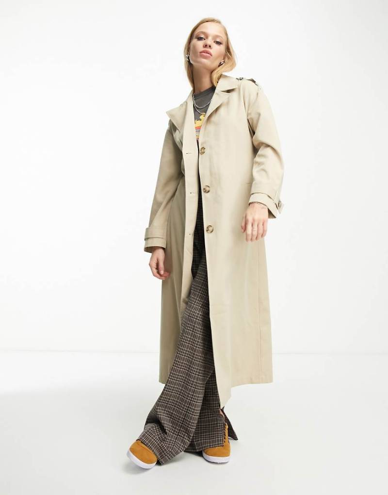 Only - Longline-Trenchcoat in Stone-Neutral von ONLY