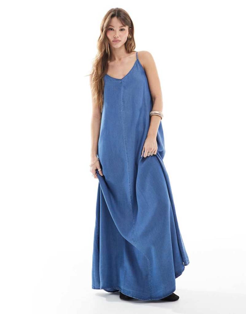 Only - Maxi-Jeanskleid in Mittelblau von ONLY