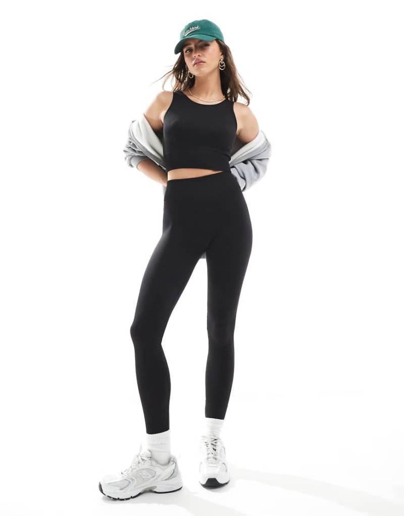 ONLY - Nahtlose Leggings in Schwarz mit hohem Bund, Kombiteil von ONLY