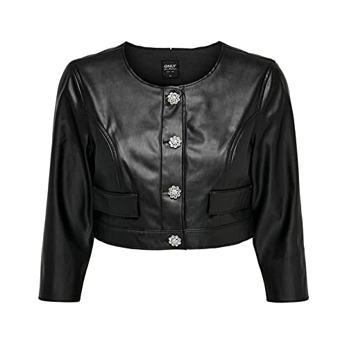 Only OnlKIKI Damen Jacke Bolero Kunstleder kurz schwarz, Nero, L/Kurz von ONLY