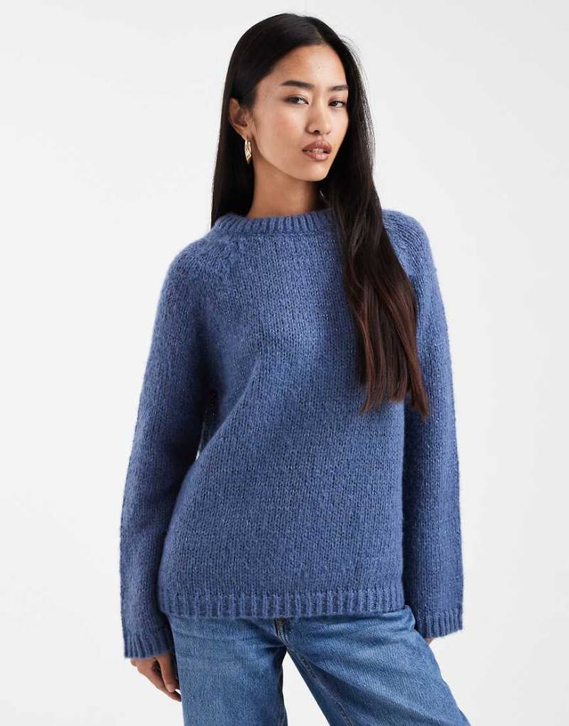 Only - Oversize-Pullover in Vintage-Indigoblau mit Zierschleife hinten von ONLY