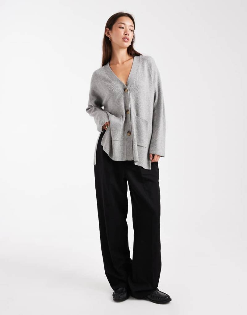 Only - Oversize-Strickjacke in Grau von ONLY