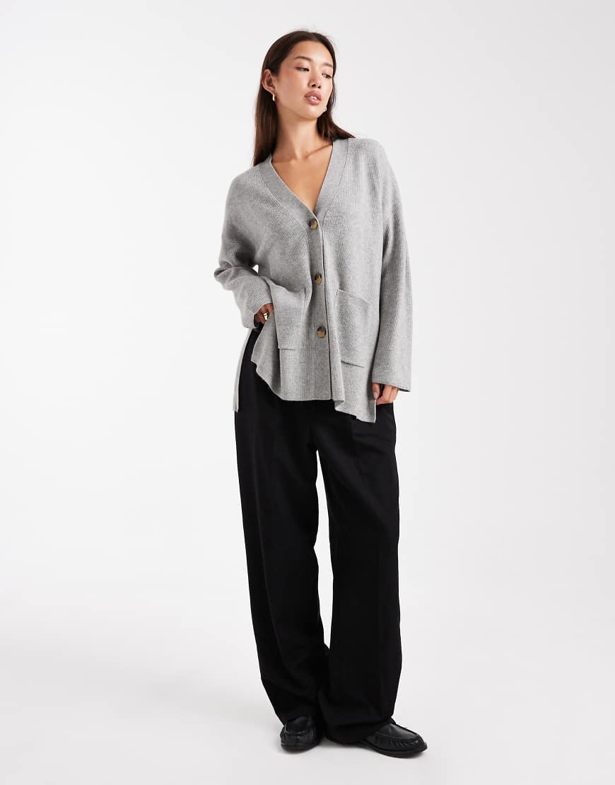 Only - Oversize-Strickjacke in Grau von ONLY