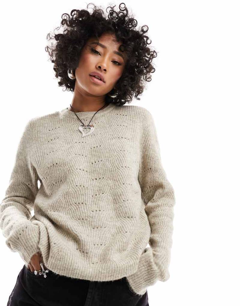 Only - Pullover mit Pointelle-Details in Taupe-Neutral von ONLY