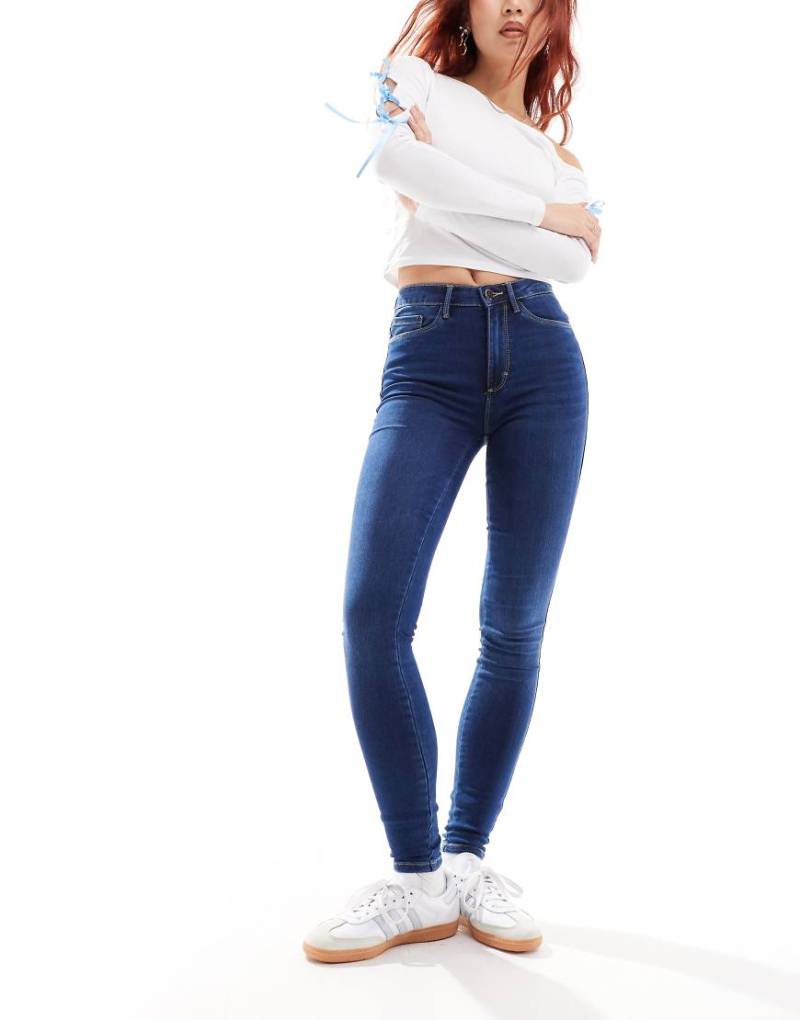 Only - Royal - Skinny-Jeans in Mittelblau mit hohem Bund von ONLY