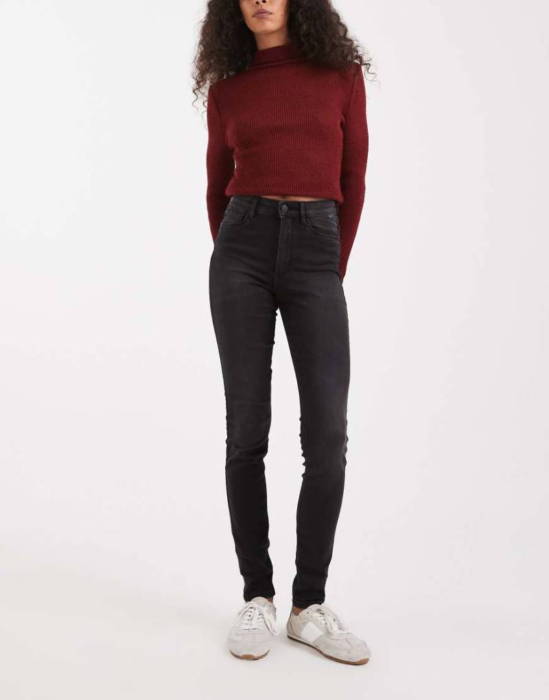 Only - Royal - Skinny-Jeans in verwaschenem Schwarz mit hohem Bund von ONLY