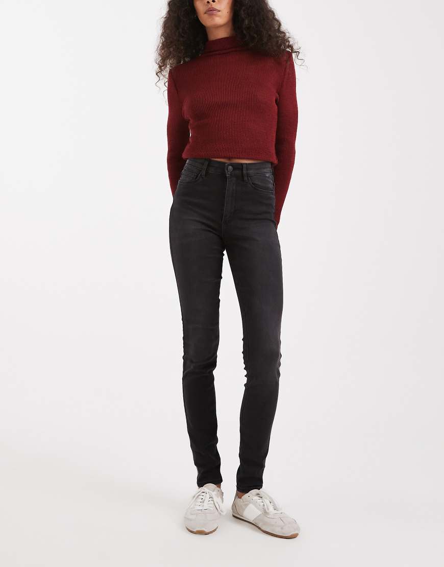 Only - Royal - Skinny-Jeans in verwaschenem Schwarz mit hohem Bund von ONLY