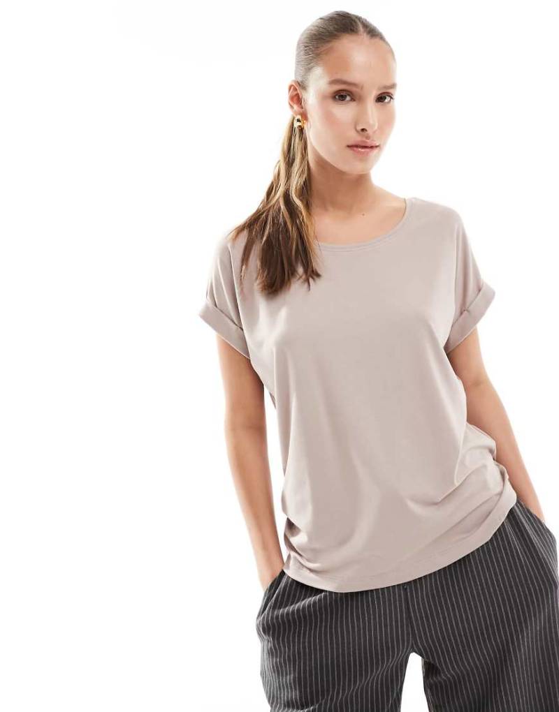 Only - Weiches T-Shirt in Beige mit Rundhalsausschnitt-Neutral von ONLY