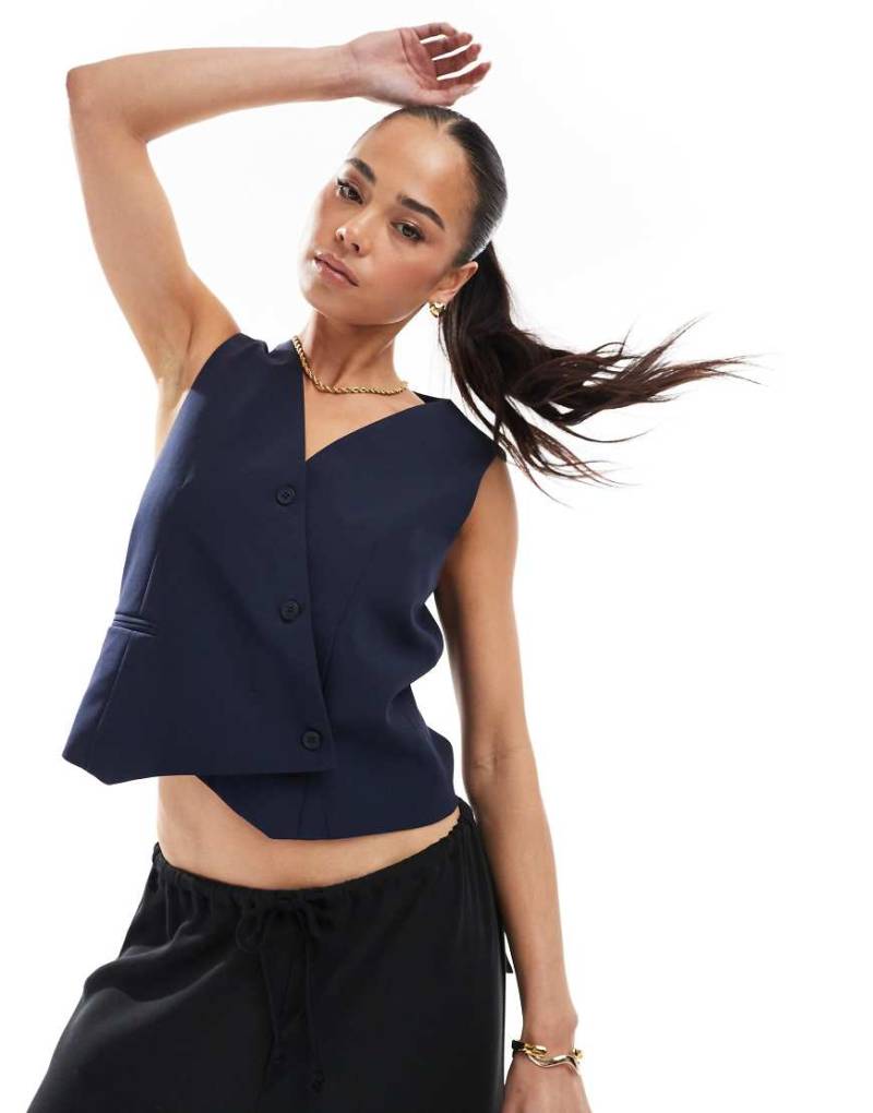 Only - Weste in Navy mit asymmetrischem Detail-Marineblau von ONLY