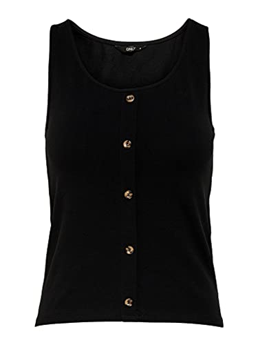Only Women's ONLLIVELOVE Button Detail Cropped SL TOP T-Shirts & Tops, Black, XS von ONLY