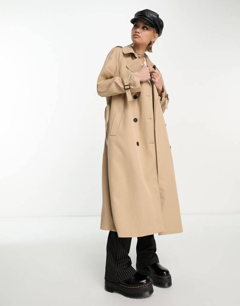Only - Zweireihiger Trenchcoat in Kamelbraun-Neutral von ONLY