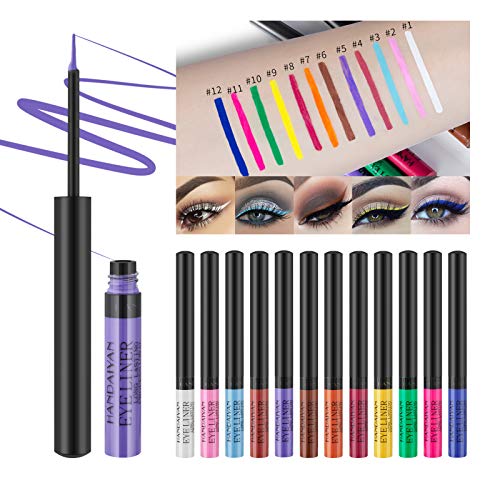 Flüssiges Eyeliner-Set, 12 farbige, matte Eyeliner, langlebiger, wasserfester Eyeliner-Stift, Eyeliner für das Augen-Make-up-Kit von ONLYOILY