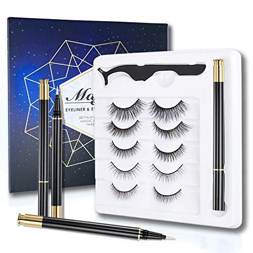 ONLYOILY magnet wimpern, Neuestes nicht klebendes nicht magnetisches Wimpernset, Generation III 3D-Wimpern mit flüssigem Eyeliner, wasserdicht, wimpern magnetisch,wiederverwendbar von ONLYOILY