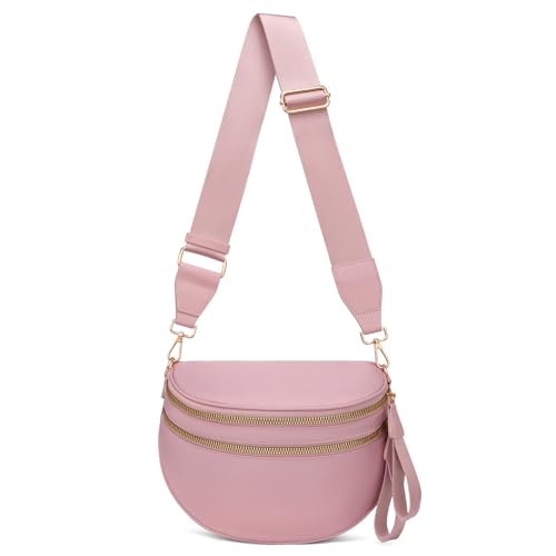 Crossbody-Tasche für Damen, große Nylon-Gürteltasche, trendige Bauchtasche, Geldbörsen, Schultertasche mit verstellbarem Riemen, Bohnengrün Crossbody-Tasche für Damen, große Nylon-Gürteltasche, trendige Bauchtasche, Geldbörsen, Schultertasche mit verstellbarem Riemen, Bohnengrün von ONLYSIEM