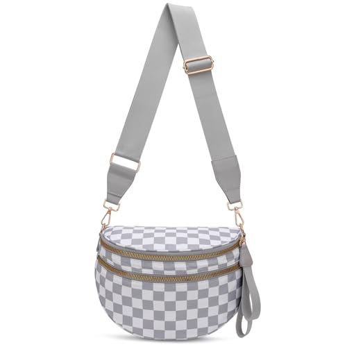 ONLYSIEM Karierte Crossbody-Tasche für Damen, groß, Nylon, Schachbrett-Bauchtasche, trendige Bauchtasche mit verstellbarem Riemen ONLYSIEM Karierte Crossbody-Tasche für Damen, groß, Nylon, Schachbrett-Bauchtasche, trendige Bauchtasche mit verstellbarem Riemen von ONLYSIEM