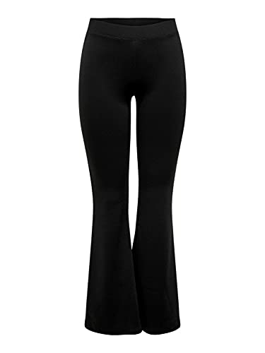 Damen Stretch Schlag Hose Slim Fit Freizeit Schlupf Stoffhose ONLFEVER Elastic Flared Long Pants 70s Retro, Farben:Schwarz, Größe:L / 32L von ONLYnoos