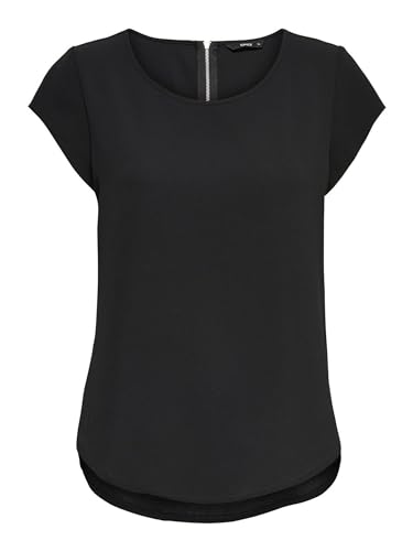 ONLY Damen Einfarbige Kurzarm Bluse | Basic Rundhals Ausschnitt | Blusen T-Shirt Blouse Oberteil ONLVIC, Farben:Schwarz, Größe:36 von ONLYnoos