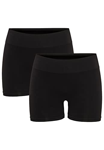 ONLY Damen Mini Shorts Leggins 2-er Stück Pack | Fitness Radlerhose ONLVICKY | Unterrock Hotpants Nahtlos, Farben:Schwarz, Größe:L-XL von ONLYnoos