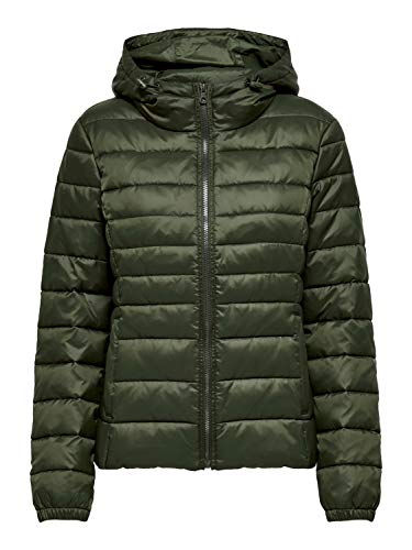 ONLYnoos Damen Leichte Steppjacke ONLTAHOE Wattierte Herbst Frühling Übergangsjacke mit Kapuze & Reißverschluss, Farben:Grün, Größe:XS von ONLYnoos