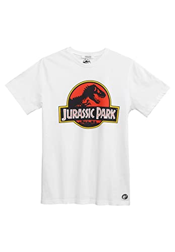 Jurassic Park Herren T-Shirt Weiß Retro Dinosaurier T-Rex (XL) von ONOMATO!