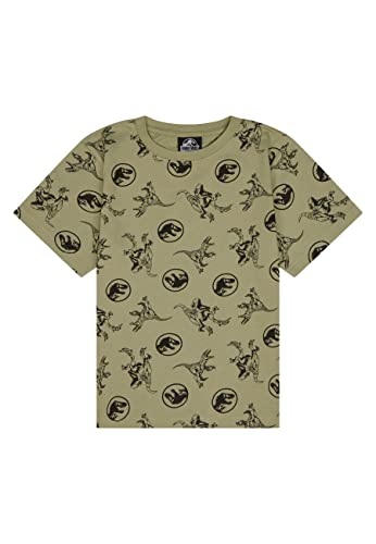 Jurassic World All Over Raptors Kinder T-Shirt Kurzarm, Größe Kids:134-140 von ONOMATO!