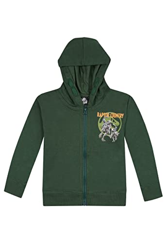 ONOMATO! Jurassic World Raptor Hunt Sweatjacke Pullover-Jacke Hoodie Kapuze Kapuzenjacke Reißverschluss Dunkel-Grün, Größe Kids:140 von ONOMATO!