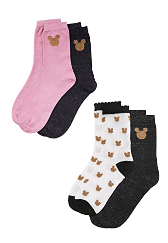 ONOMATO! Mickey Mouse Damen Frauen Strümpfe Socken 4er Pack (as3, numeric, numeric_36, numeric_38, regular, regular, 36-38) von ONOMATO!