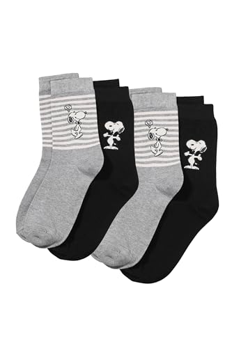 ONOMATO! Peanuts Snoopy Damen Strümpfe Socken 4er Set, Größe:35/38 von ONOMATO!