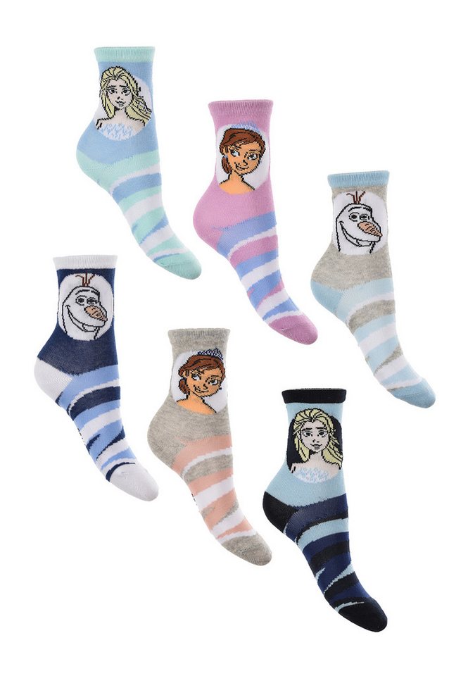 ONOMATO! Socken Eiskönigin Anna & Elsa Kinder Mädchen Socken Strümpfe (6-Paar) von ONOMATO!