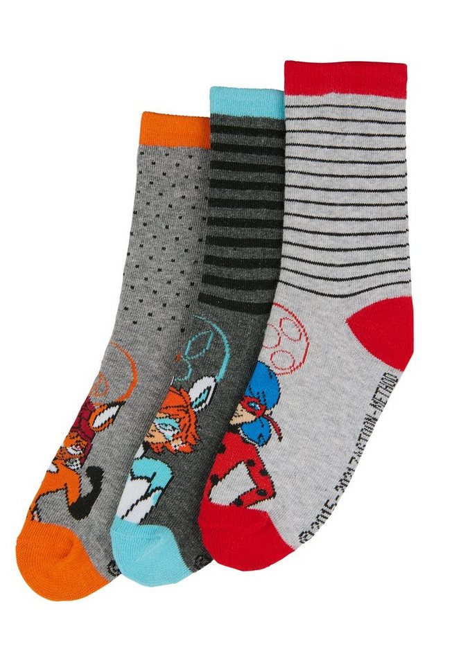 ONOMATO! Socken Miraculous Lady Bug Kinder Mädchen Socken 3er Pack (3-Paar) von ONOMATO!