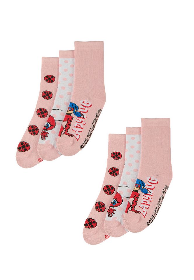 ONOMATO! Socken Miraculous Lady Bug Kinder Mädchen Socken 6er Pack (6-Paar) von ONOMATO!