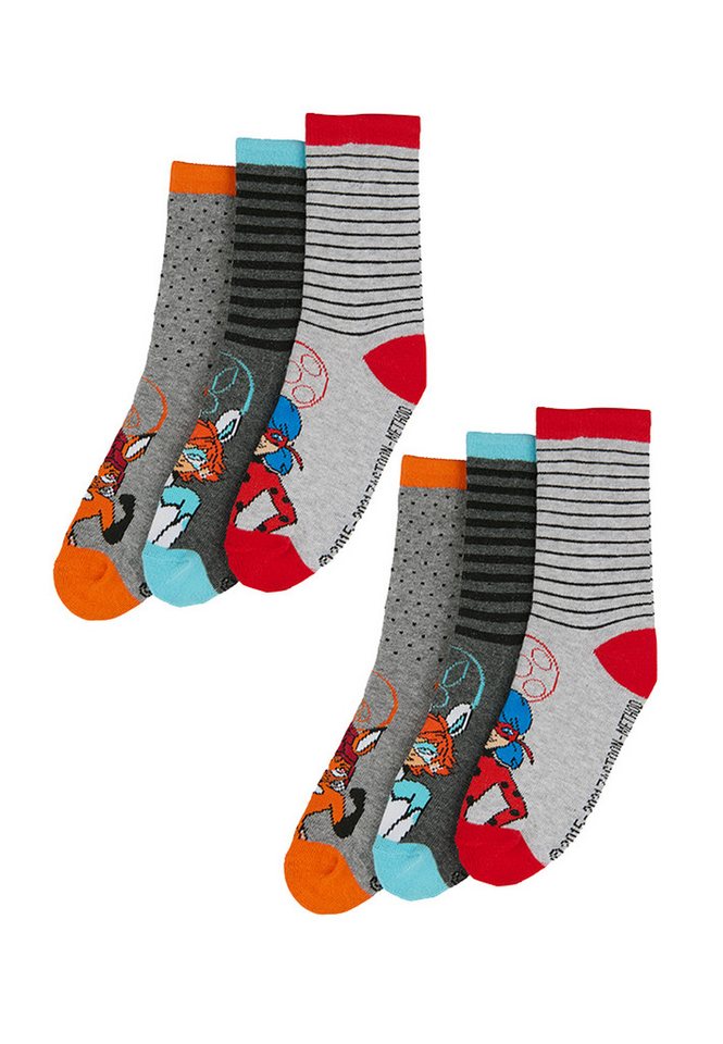 ONOMATO! Socken Miraculous Lady Bug Kinder Mädchen Socken 6er Pack (6-Paar) von ONOMATO!