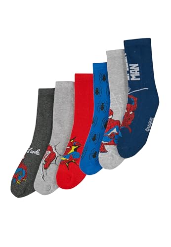 ONOMATO! Socken Kinder | Kindersocken Junge | 6 er Paar | Lustige Socken für Sandalen | kleine Geschenke für Kinder (DE/NL/SE/PL, Numerisch, 31, 34, Regular, Mehrfarbig, Spiderman Set 3) von ONOMATO!